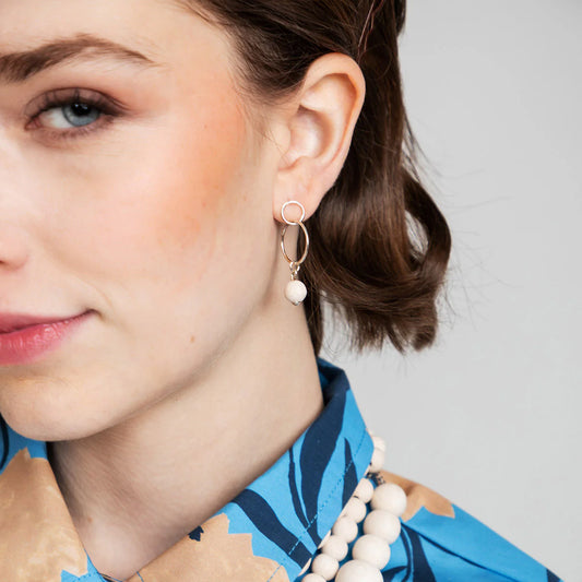 Aarikka Selina Earrings - Ecru and Silver