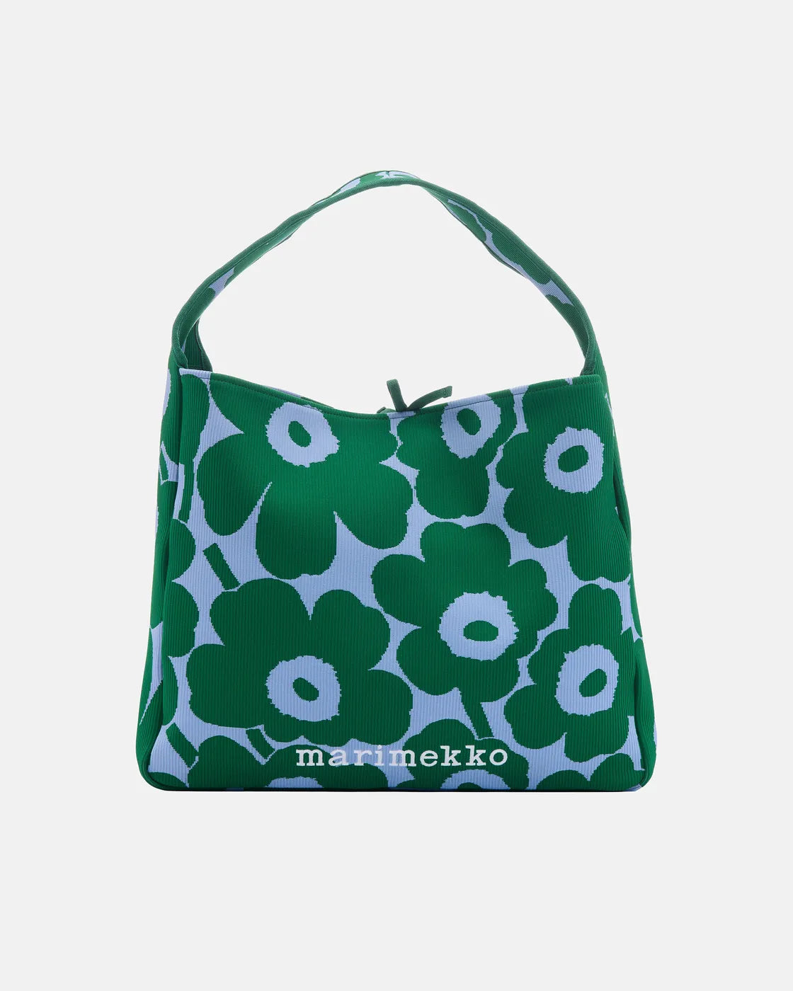 Unikko Large Knitted Bag. Dark Green, Blue