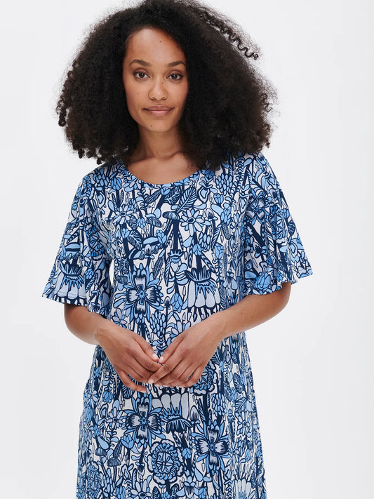 Oodi Blue Nightgown - Short Sleeved