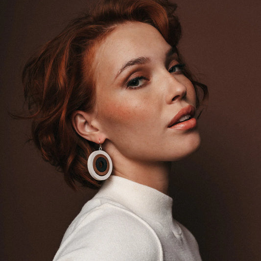 Olga Earrings - White/Brown/Black