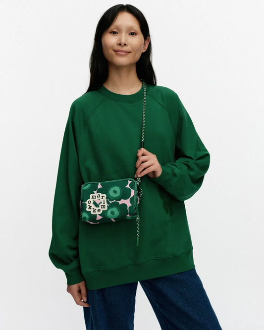 Iloisa Mini Unikko Shoulder Bag. Dark Green, Pink