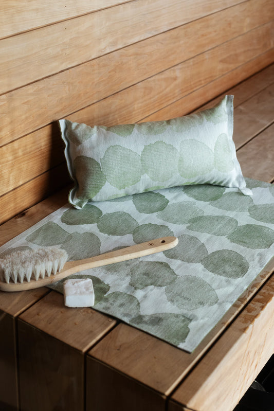 SADE Sauna Pillow White-Olive Green