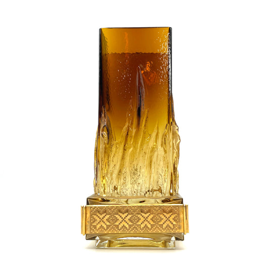 Vintage Kumela "Liekki" Amber Art Glass Vase – Eino Wänni, Finland
