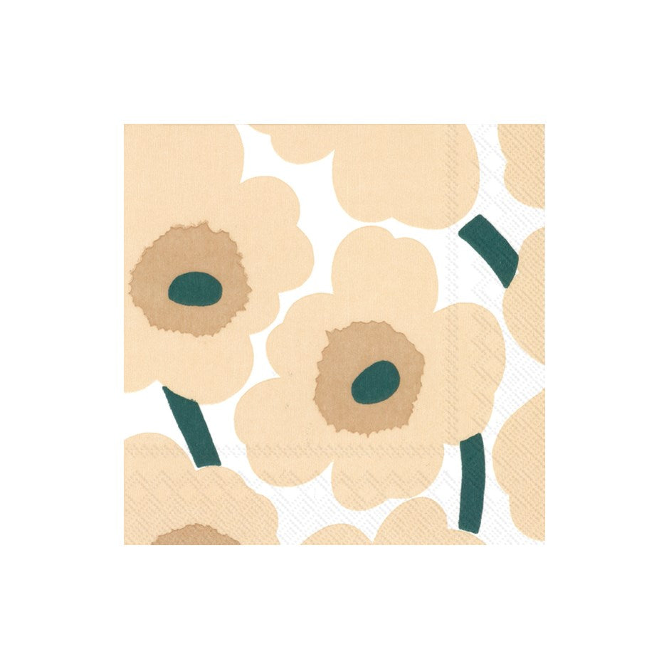 Unikko Linen Green Cocktail Napkins