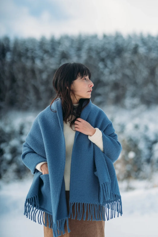 UNI Pocket Shawl Rainy Blue