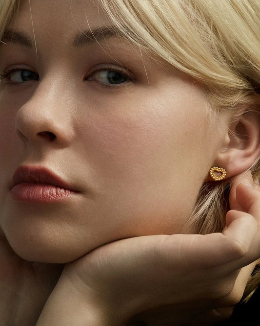 Circle of Light Bronze Stud Heart Earrings