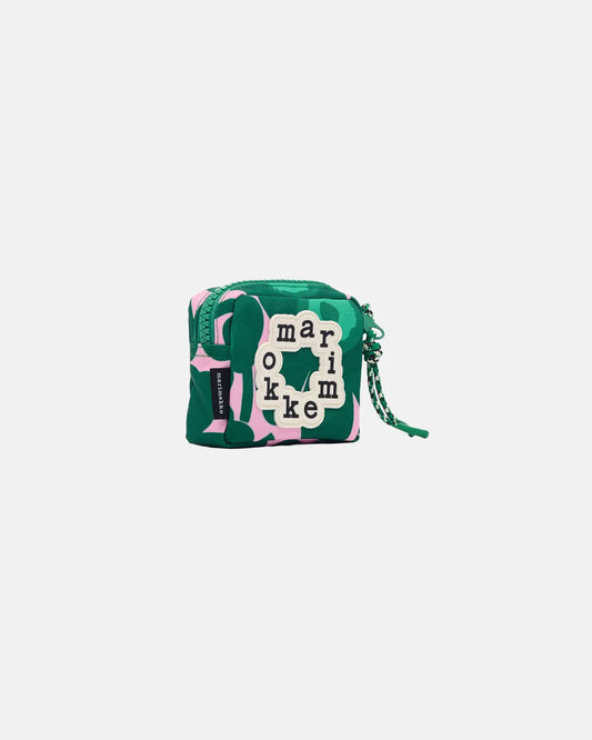 Niekka Mini Unikko Pouch. Dark Green, Pink