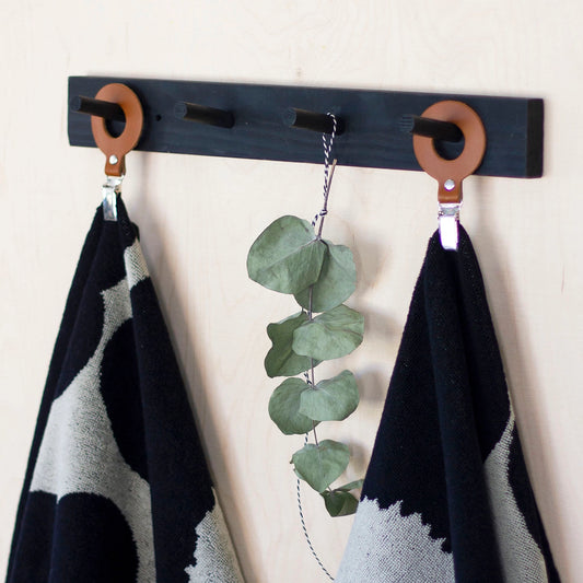 Miiko Towel Clips Ring Brown Leather