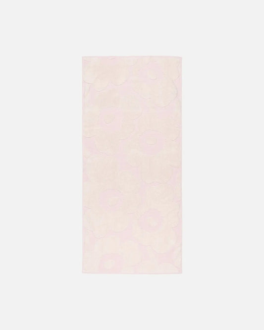Unikko Bath Towel White on Pink