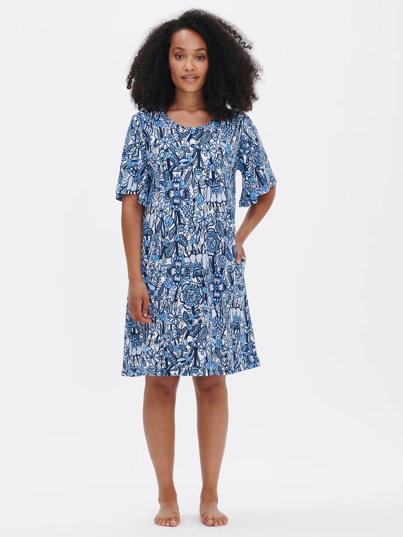 Oodi Blue Nightgown - Short Sleeved