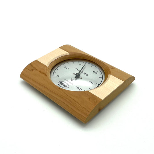 Sauna Hygrometer – Heat-Treated Birch & Birch (Hair-Synth Mechanism)