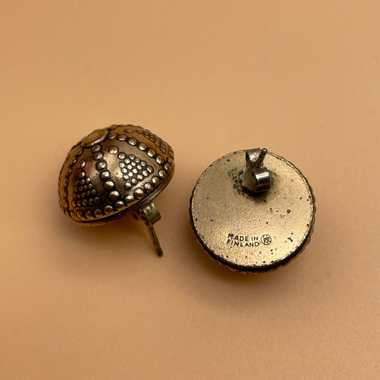Vintage Kalevala Halikon Kääty Bronze Dome Earrings