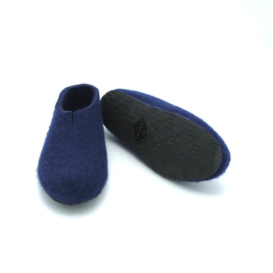 High Back Felt Slippers – Navy Blue