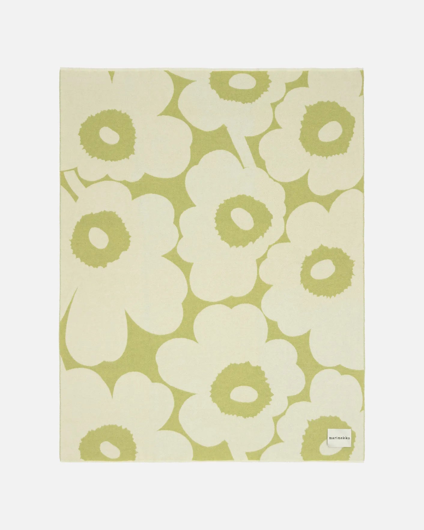 Unikko Green and White Wool Blanket