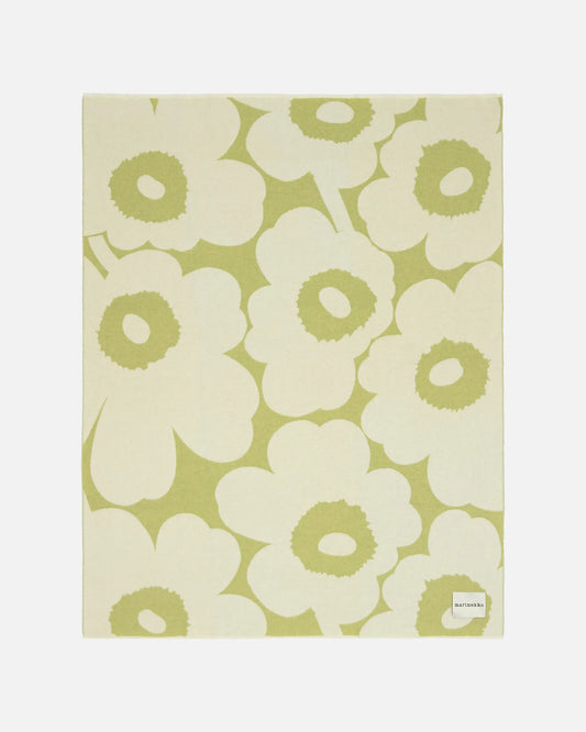 Unikko Green and White Wool Blanket