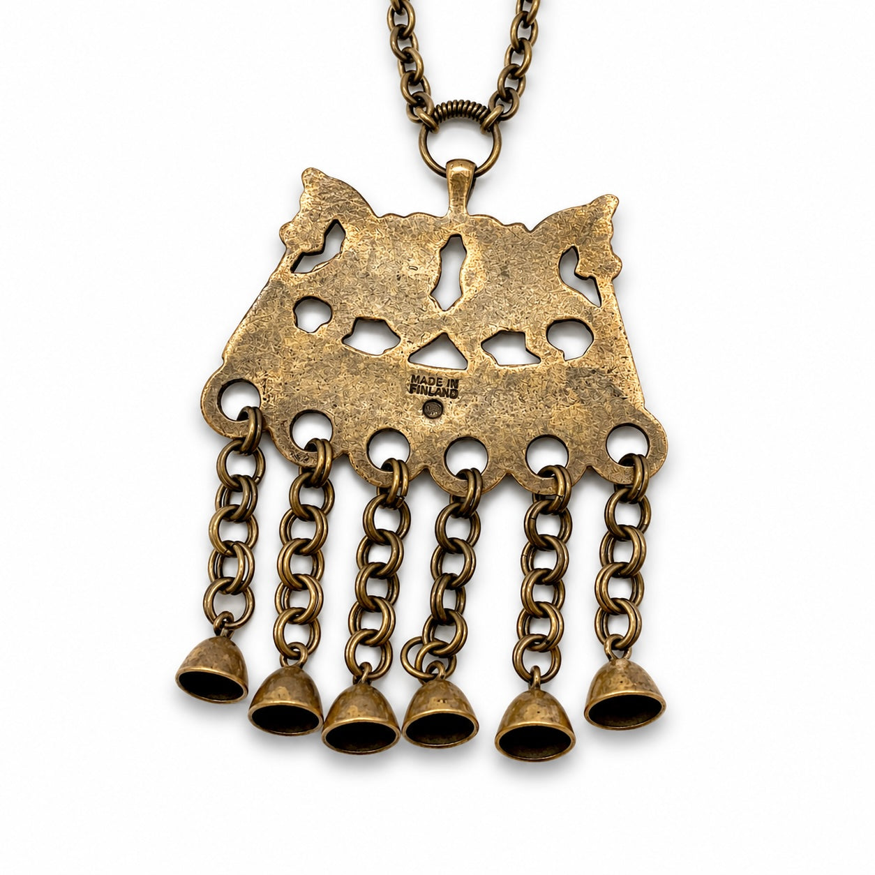 Vintage Two Riders Pendant Necklace Bronze 70 cm