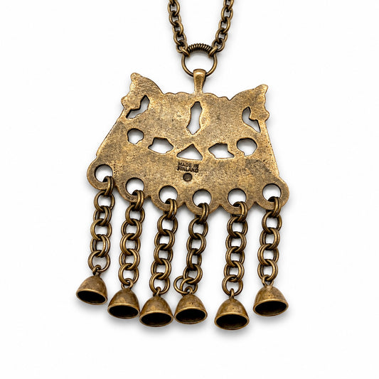 Vintage Two Riders Pendant Necklace Bronze 70 cm