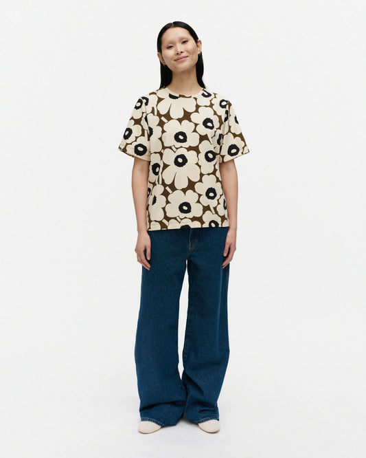 Tunnit Unikko T Shirt. Beige, Black