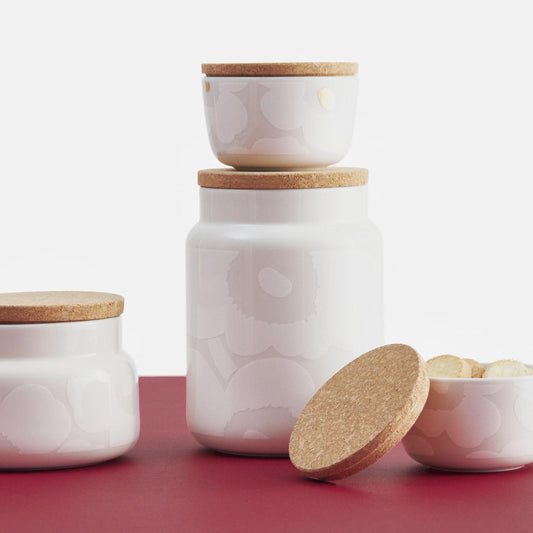 Oiva Unikko Jar - White on White 0.7 L