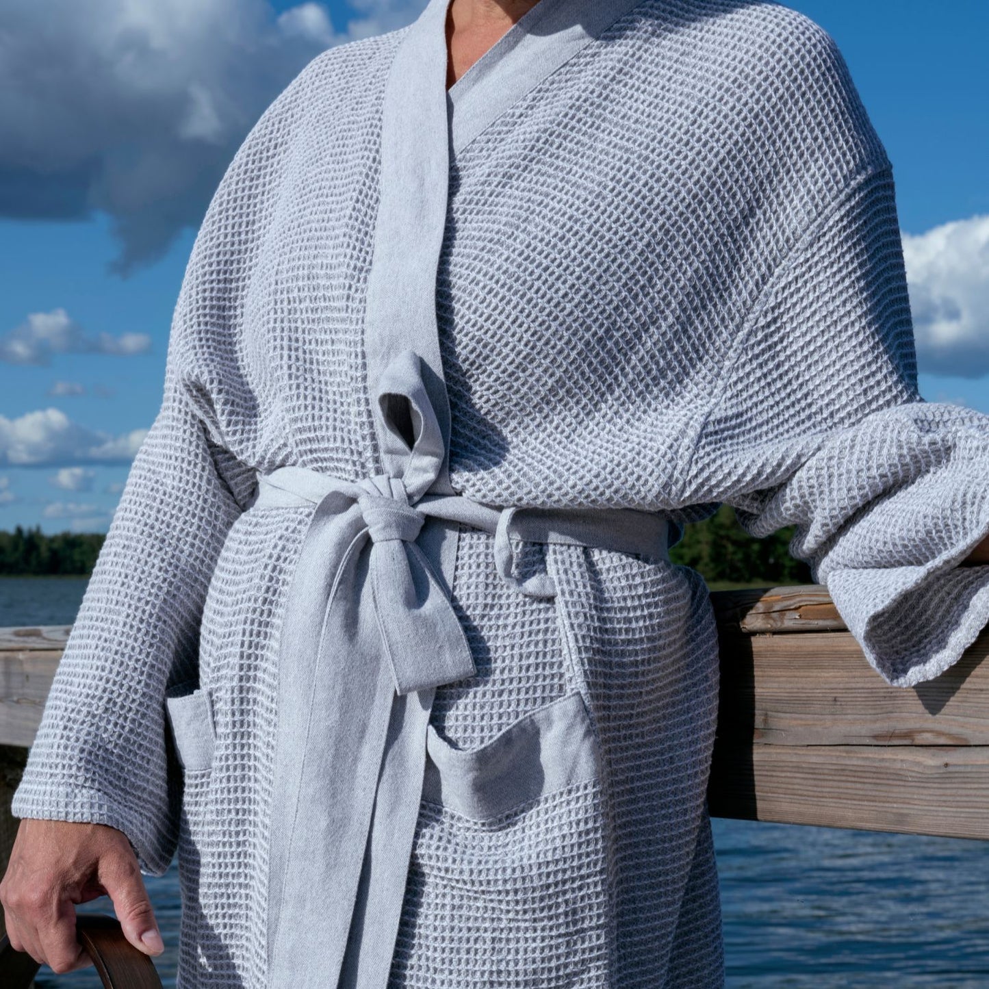 Rento Kenno Bathrobe – Grey/White