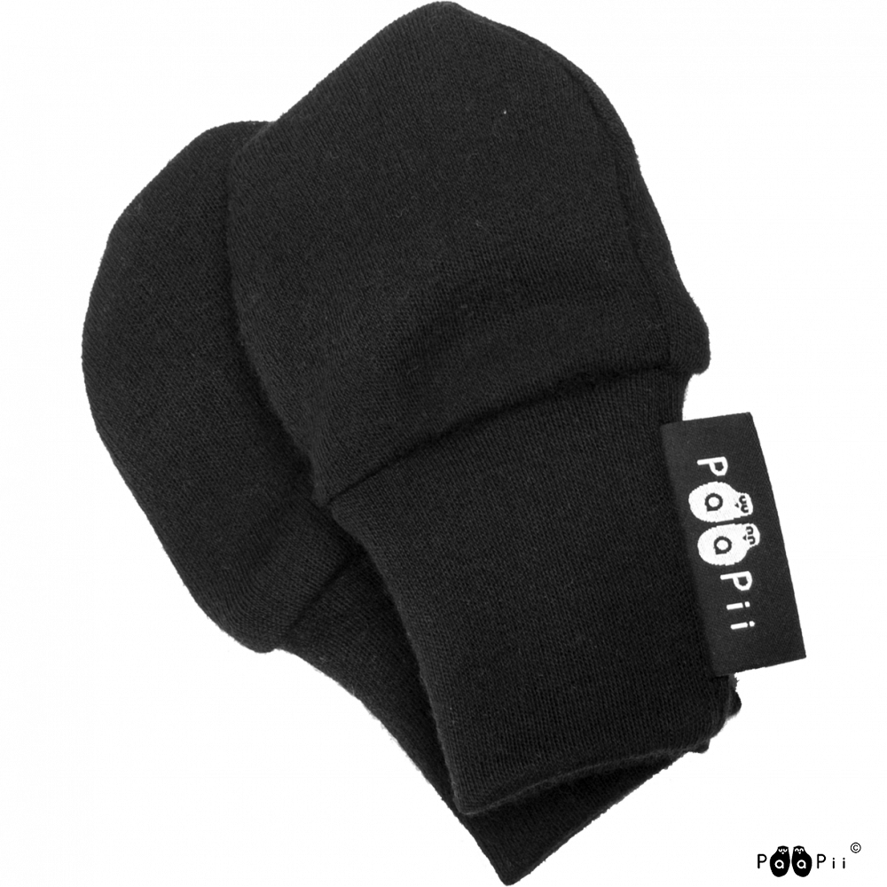 Baby Mittens Merino Wool, Black Finnport