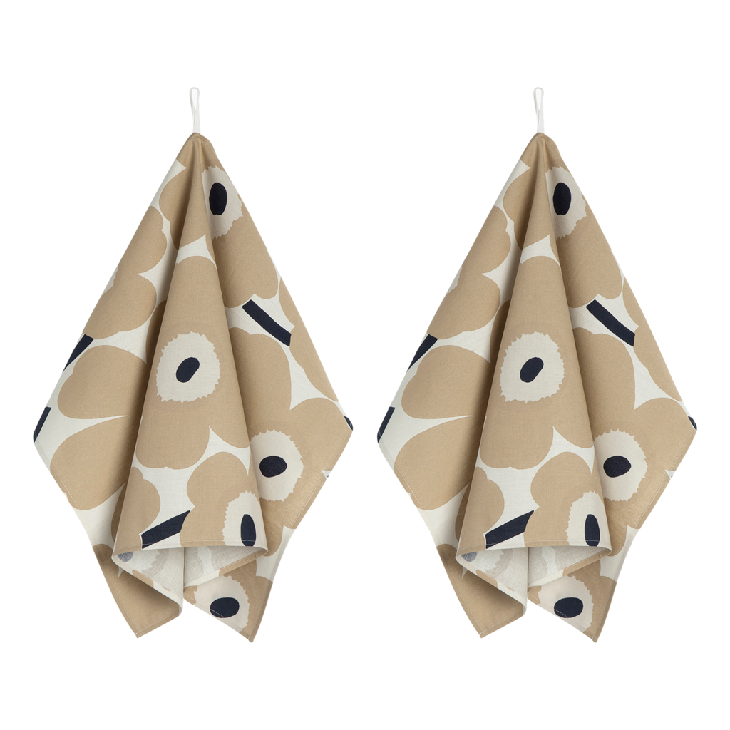 Unikko Beige Tea Towel- Set of 2