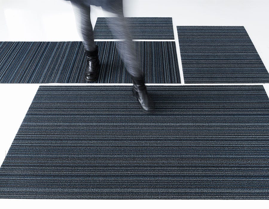 Skinny Stripe Blue Shag Mat