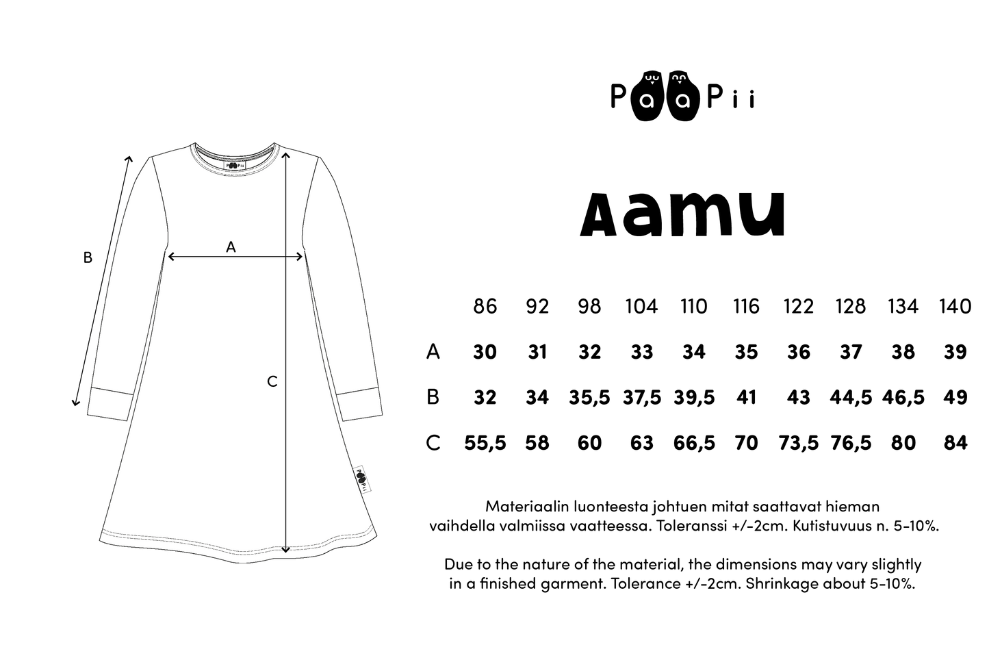 Paapii AAMU nightgown, hide and seek, soft pink and orange