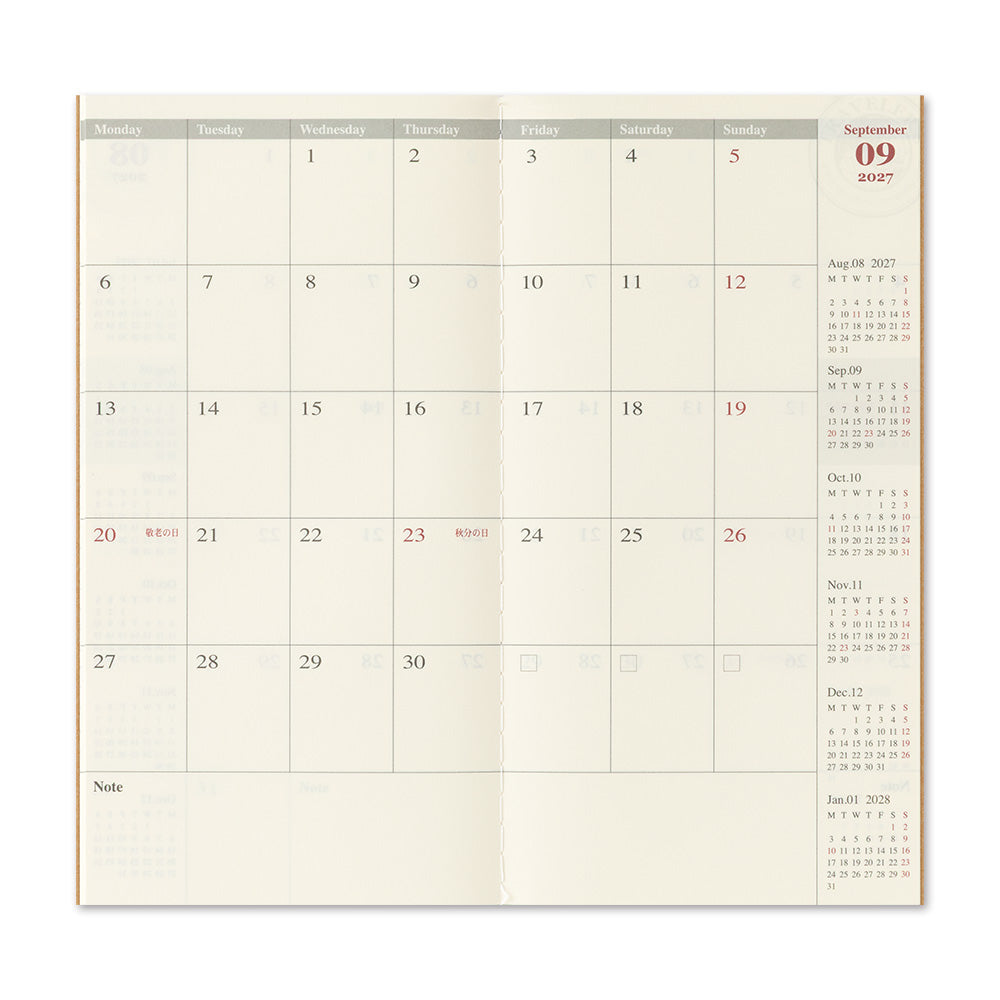 Traveler's notebook  Refill 2027 Monthly