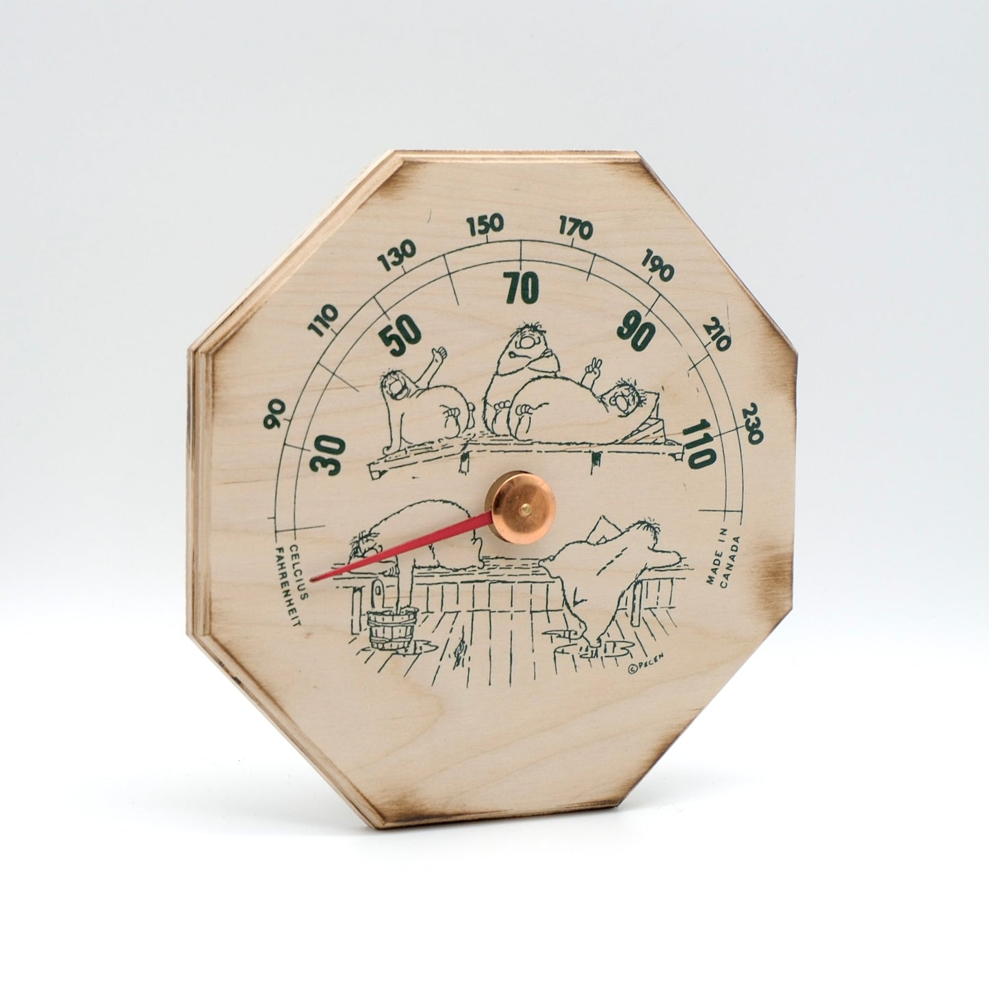 Octagon Sauna Thermometer with Finnish Sauna Characters – 8"