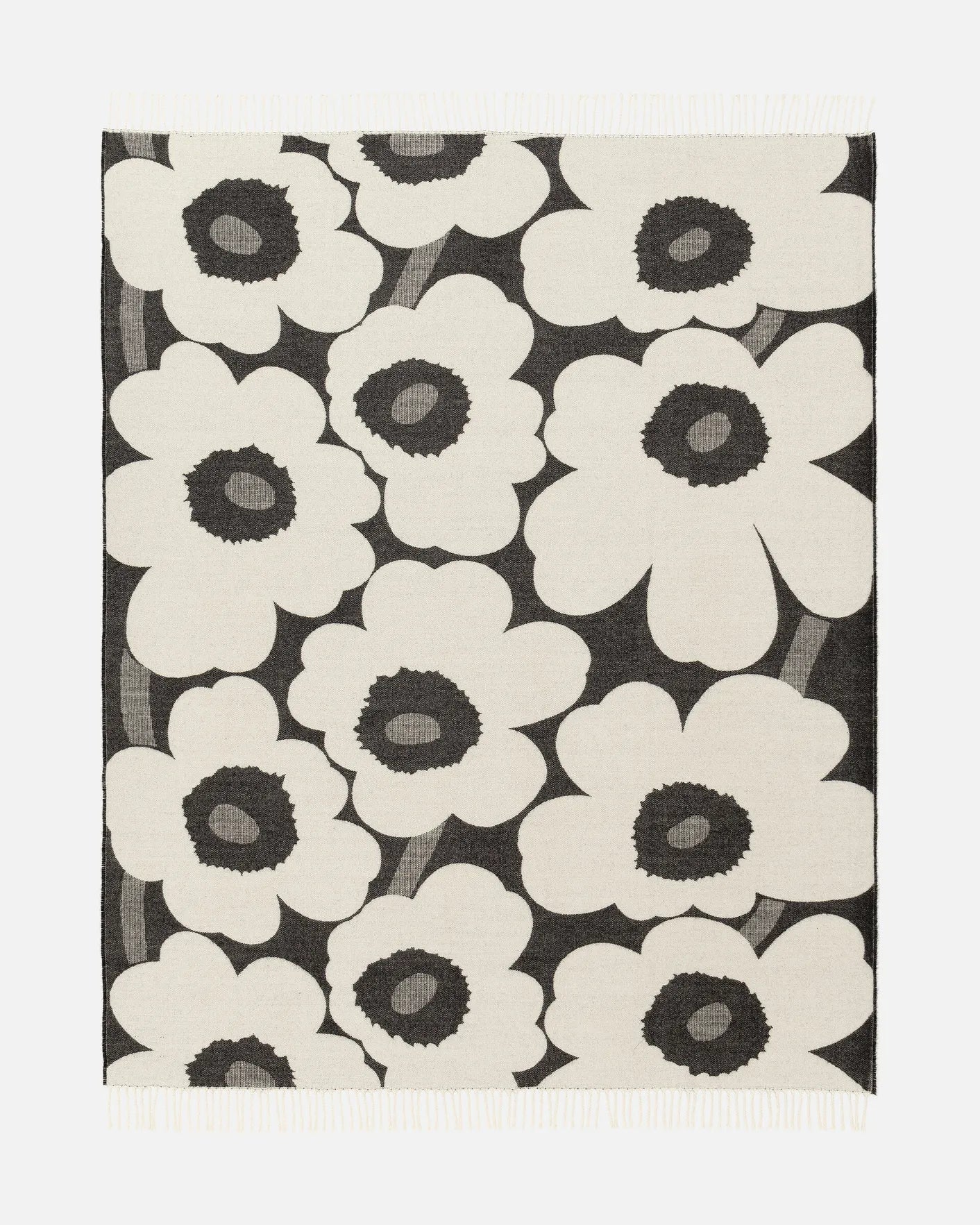 Unikko Black and White Blanket