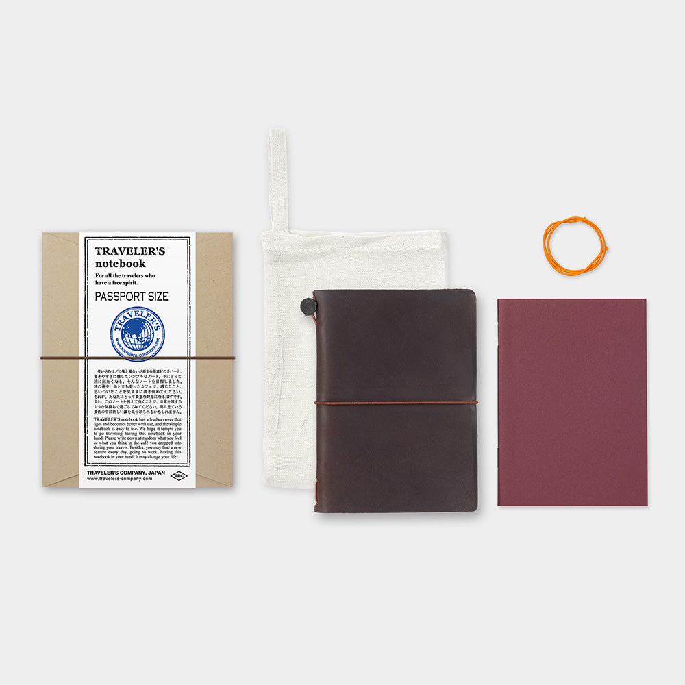 Traveler’s Notebook Passport Size Starter Kit - Brown