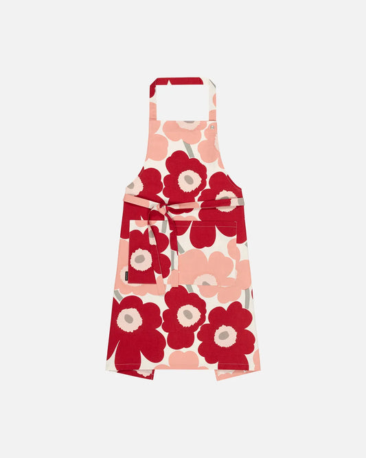 Pieni Unikko Apron - Dark Cherry and Salmon