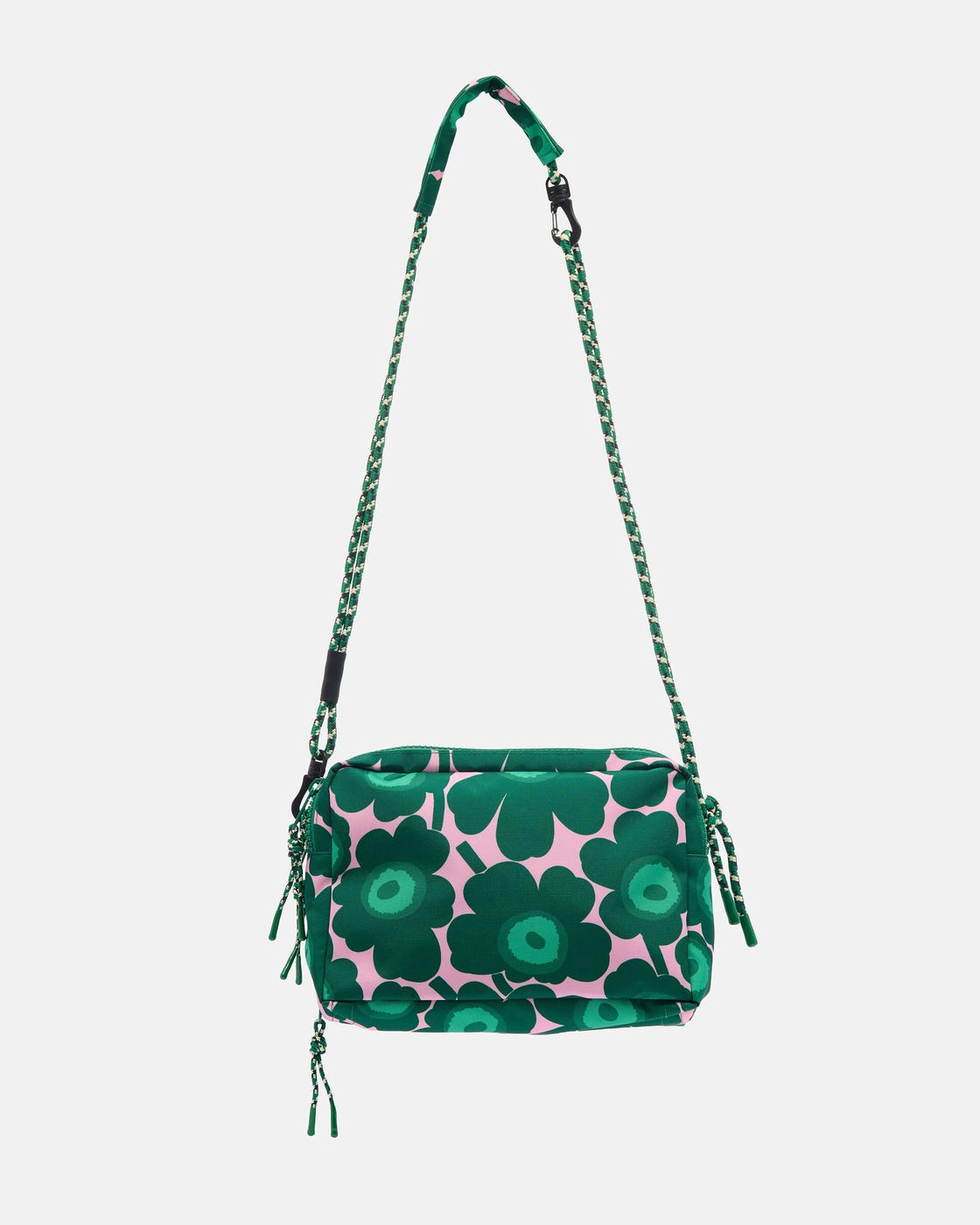 Kavari Mini Unikko Shoulder Bag. Dark Green, Pink