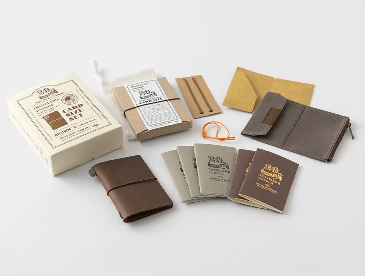 Traveler’s Notebook Card Size 20th Anniversary Set - Brown