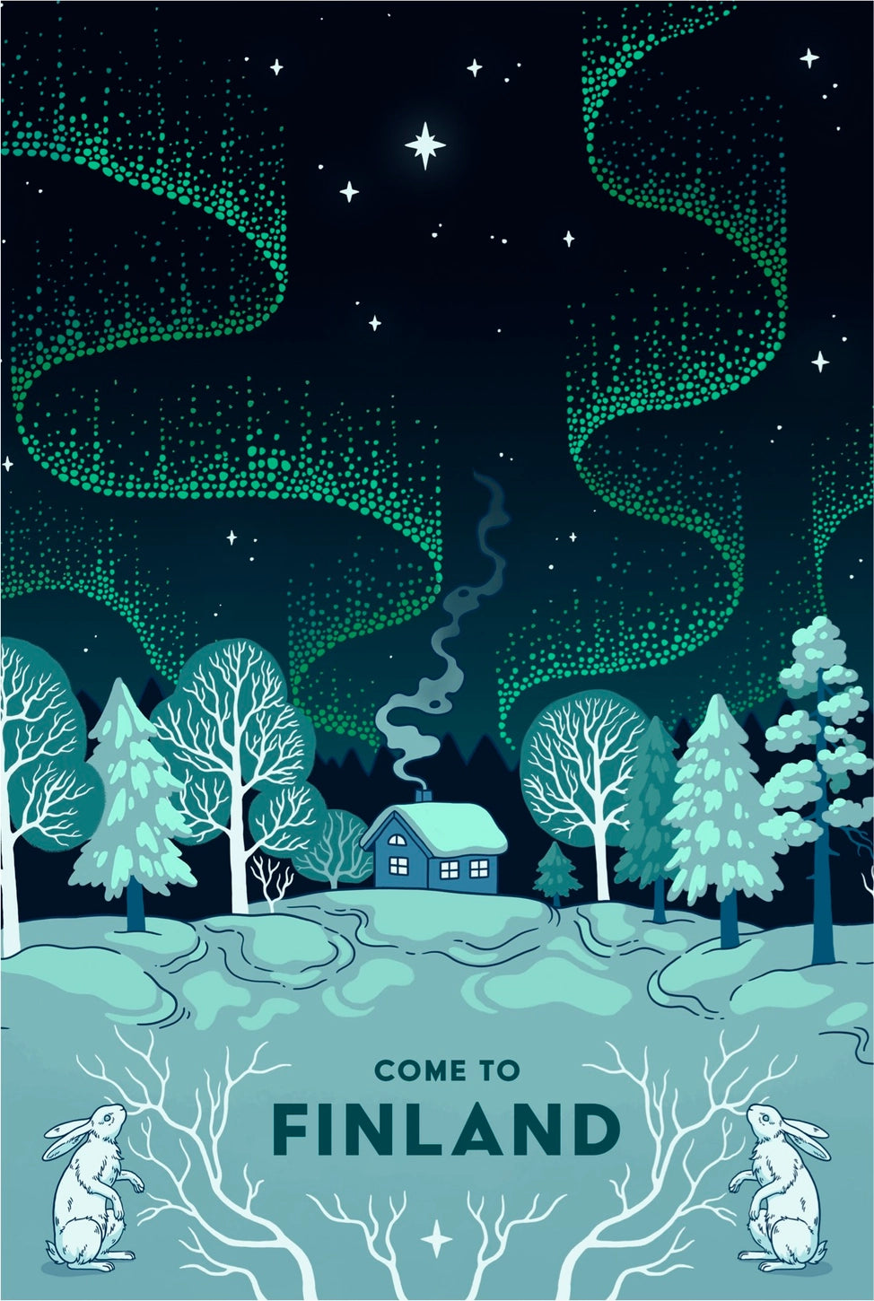 Northern Lights over the Cottage, Cutting Board