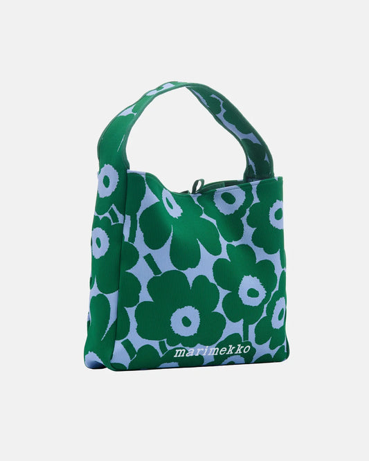 Unikko Large Knitted Bag. Dark Green, Blue