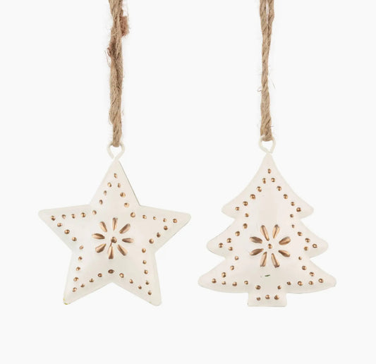 Metal Tree Ornaments - Star or Tree