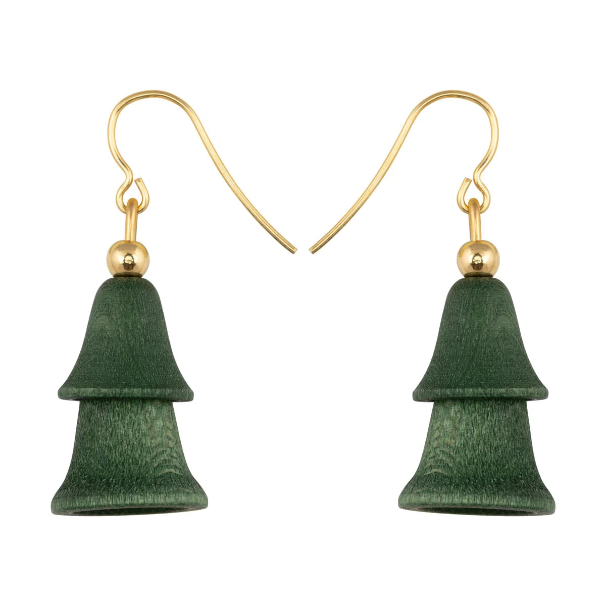 Joulupuu Tree Earrings, Green and Gold