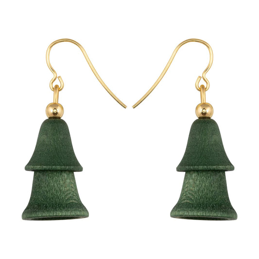 Joulupuu Tree Earrings, Green and Gold