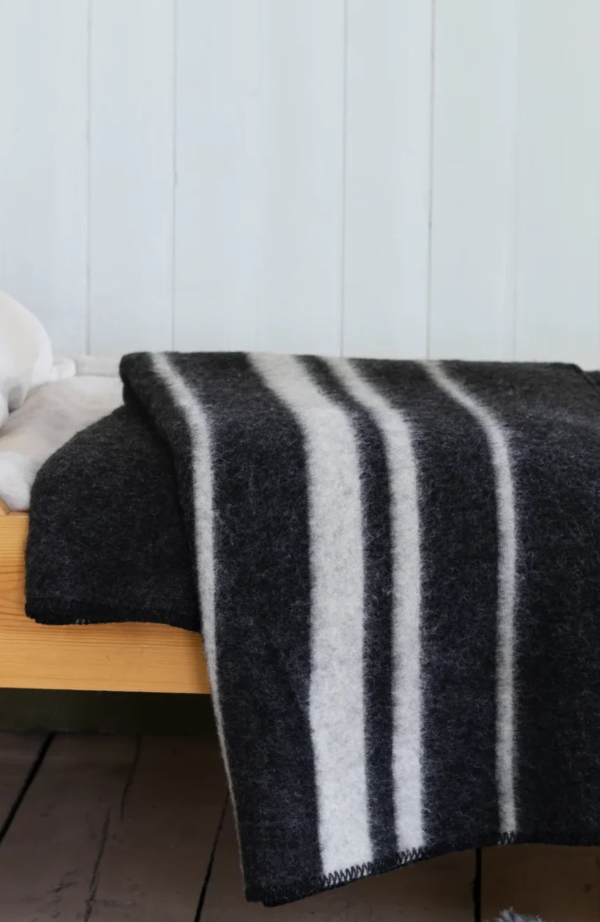 Camp Wool Blanket - Black/Light Grey