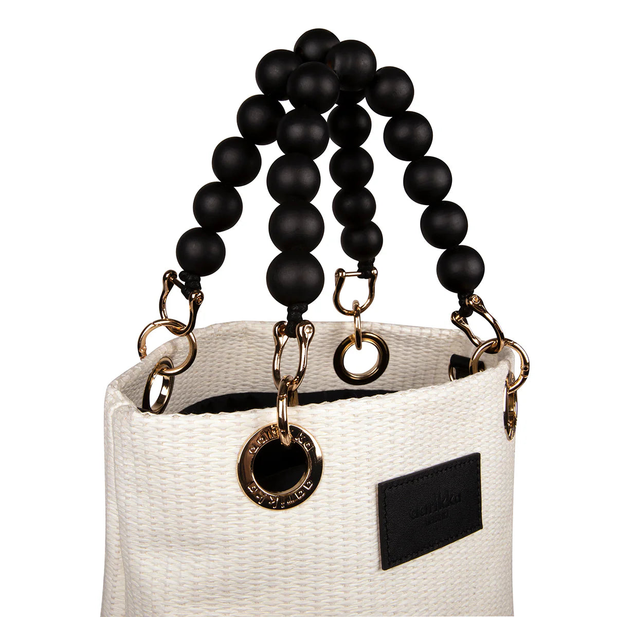 Laura Basket Bag, ecru and black