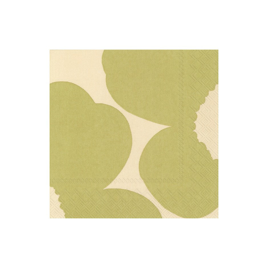 Iso Unikko Green Cream Luncheon Napkins