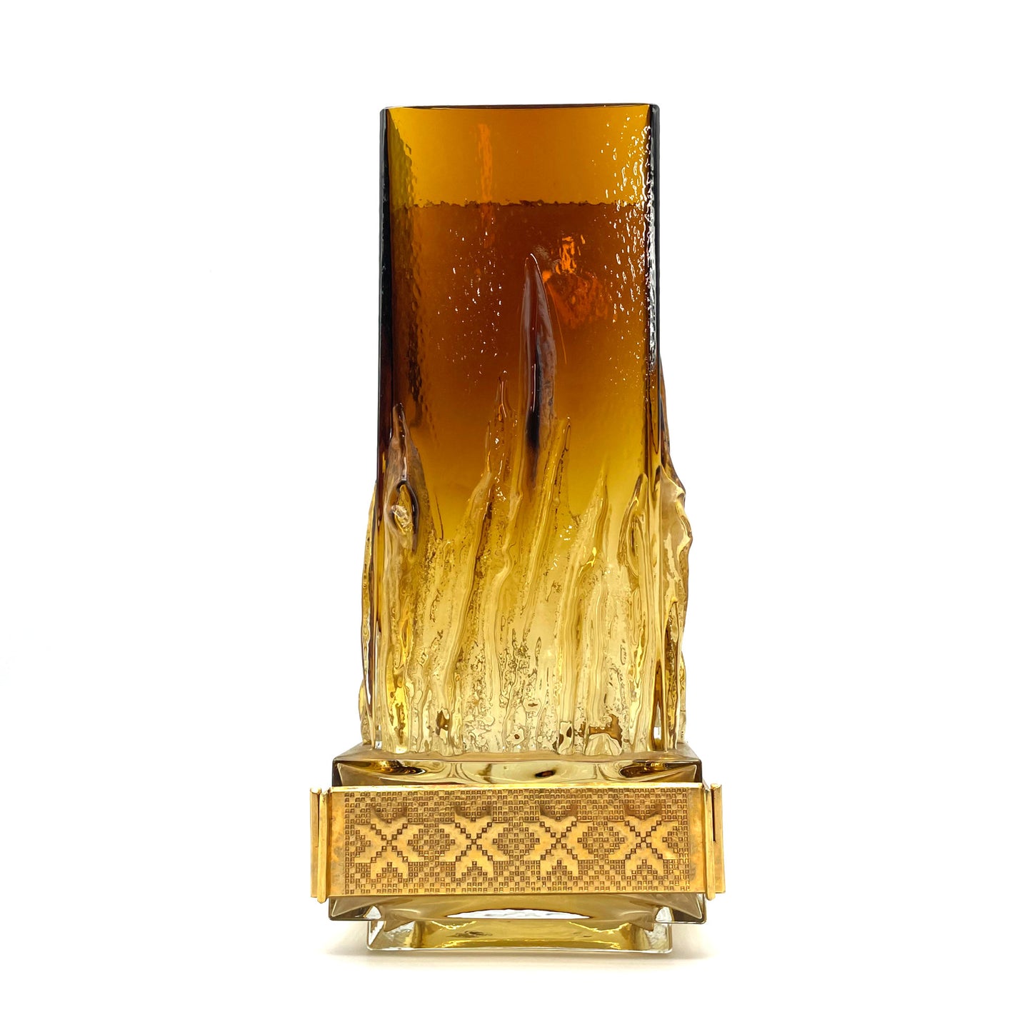Vintage Kumela "Liekki" Amber Art Glass Vase – Eino Wänni, Finland