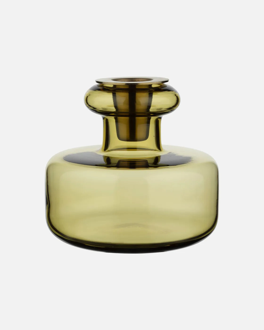 Puteli Glass Candle Holder Olive Green