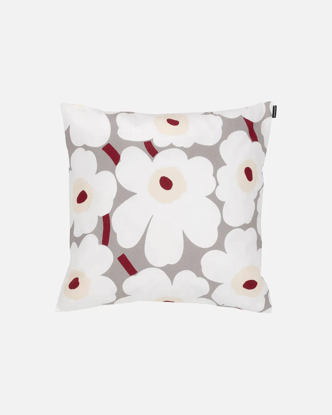 Pieni Unikko Cushion Cover (grey, dark red, white, yellow)