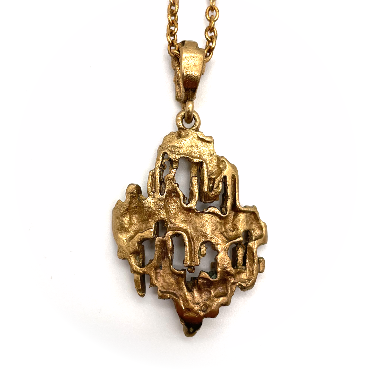 Vintage Brutalist Bronze Pendant Necklace