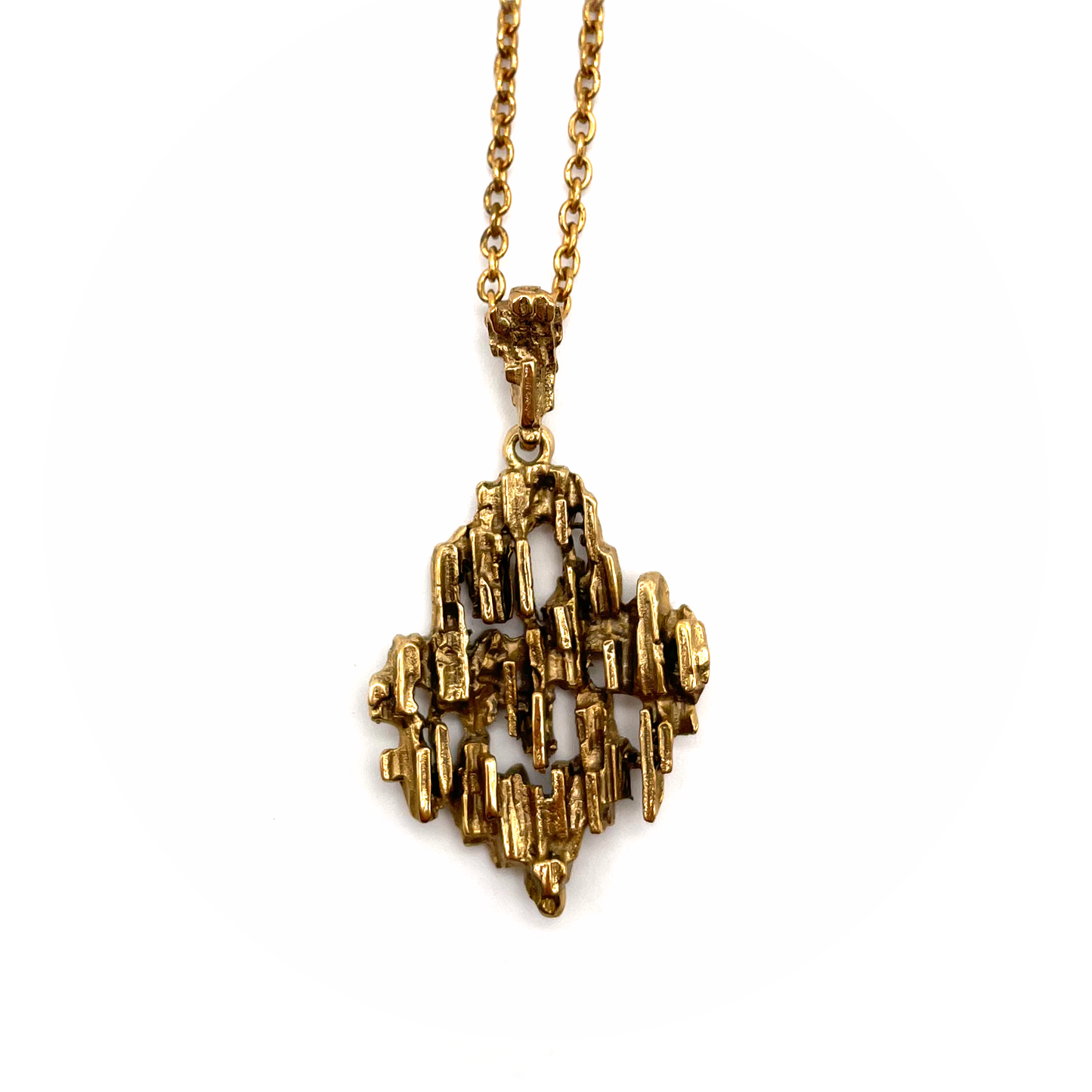 Vintage Brutalist Bronze Pendant Necklace