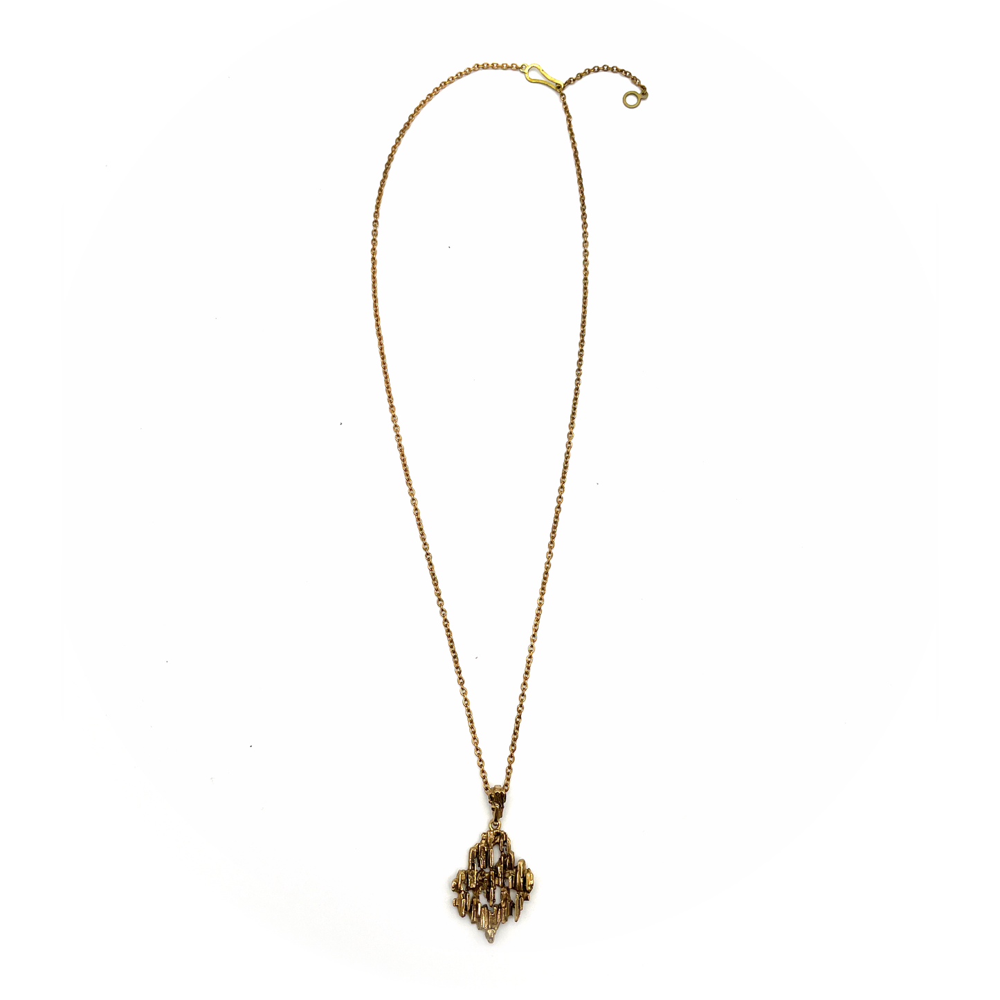 Vintage Brutalist Bronze Pendant Necklace