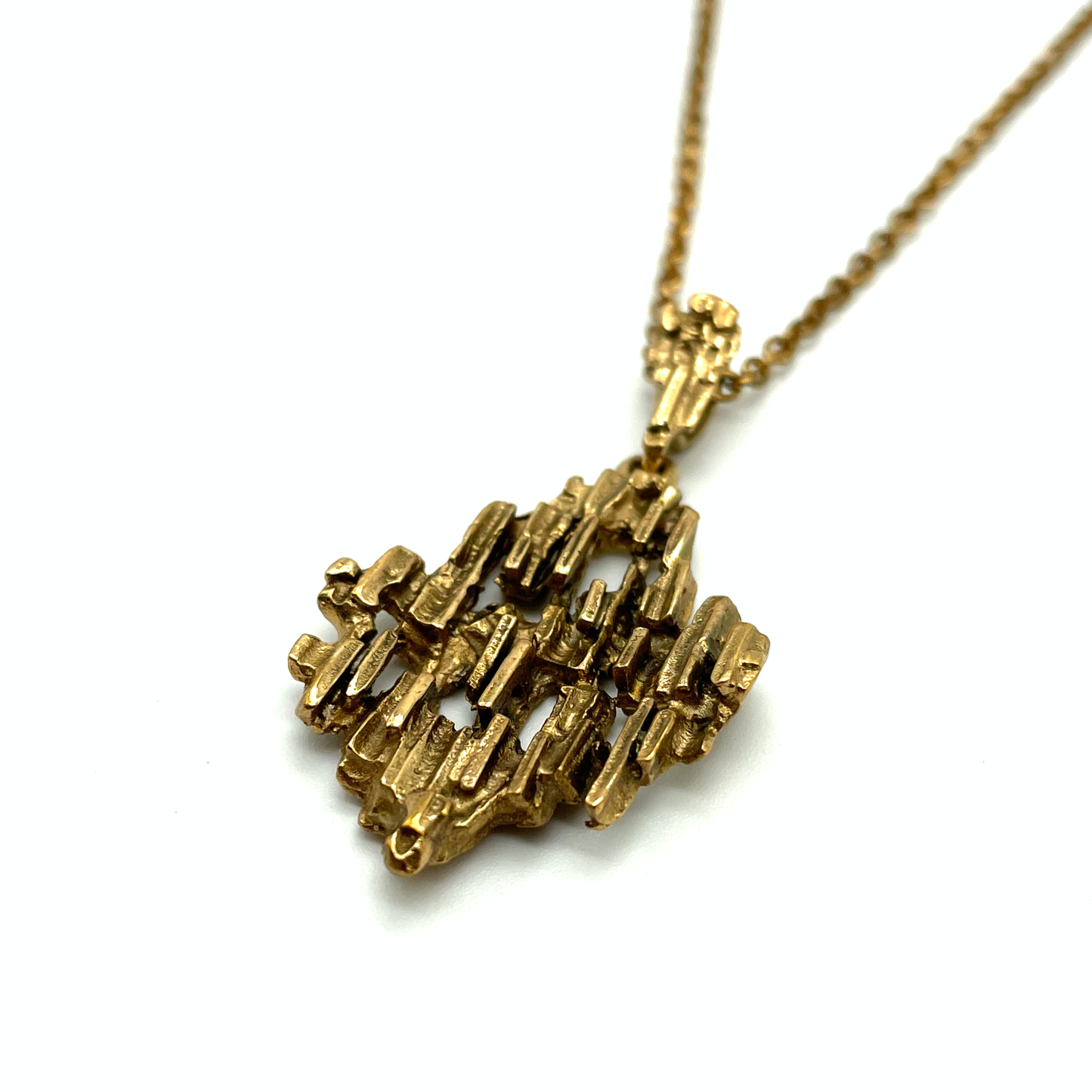 Vintage Brutalist Bronze Pendant Necklace
